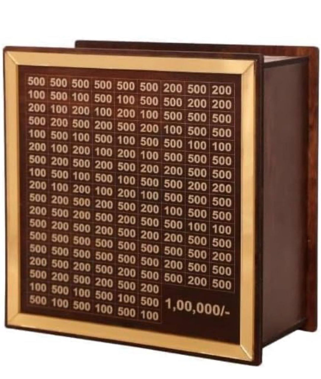 Wooden Money Saving Box | Savings Challenge Box | Piggy Bank | Money Saving Box for Kids and Adults | 1 Lakh Saving Box with Numbers