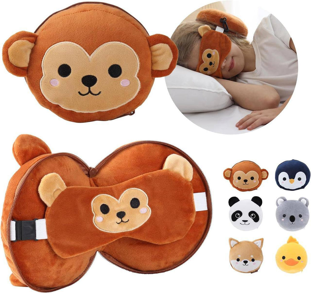 Travel Pillow Set with Eye Mask | Soft and Supportive Neck Pillow with Eye Mask | Cute Travel Pillow and Eye Mask Set |
