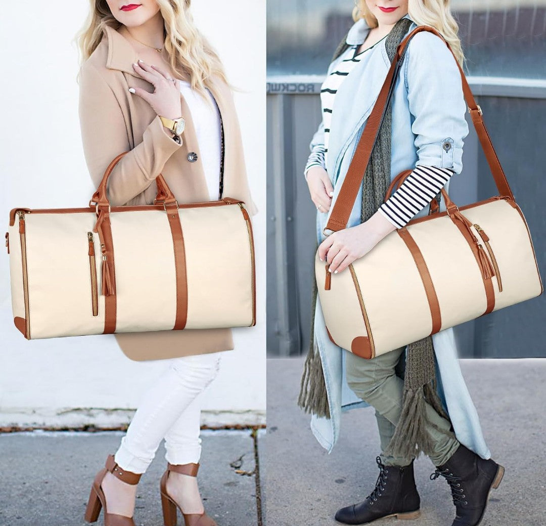 2 in 1 Convertible Bag | Leather Travel Bag | Luxury Travel Garment Bag |