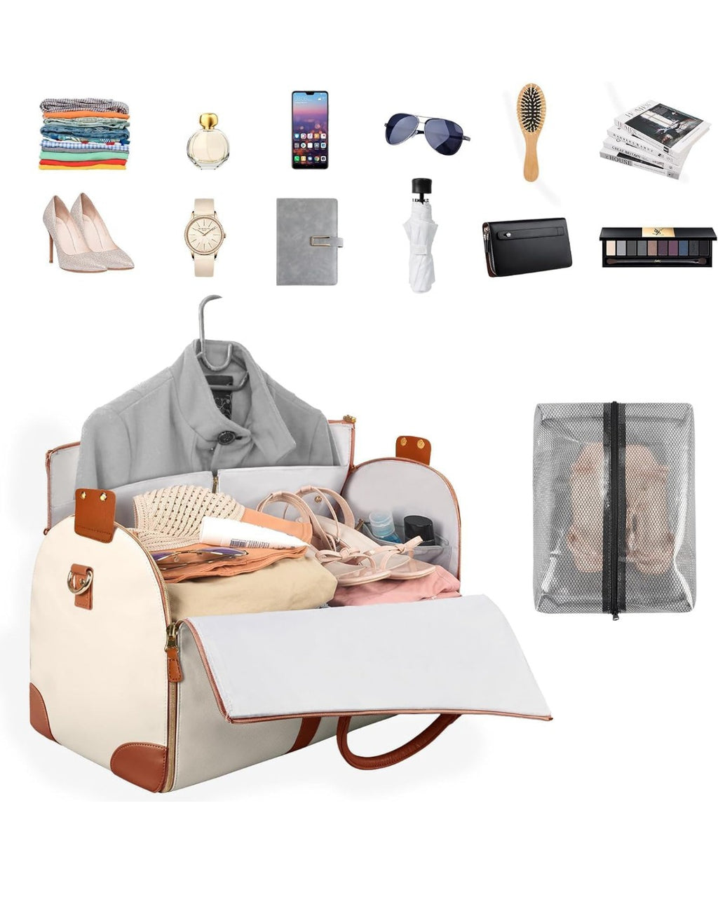 2 in 1 Convertible Bag | Leather Travel Bag | Luxury Travel Garment Bag |